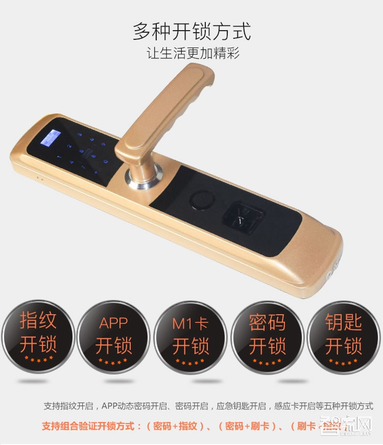 阿斯丹盾电子密码锁 智能指纹锁 上提反锁