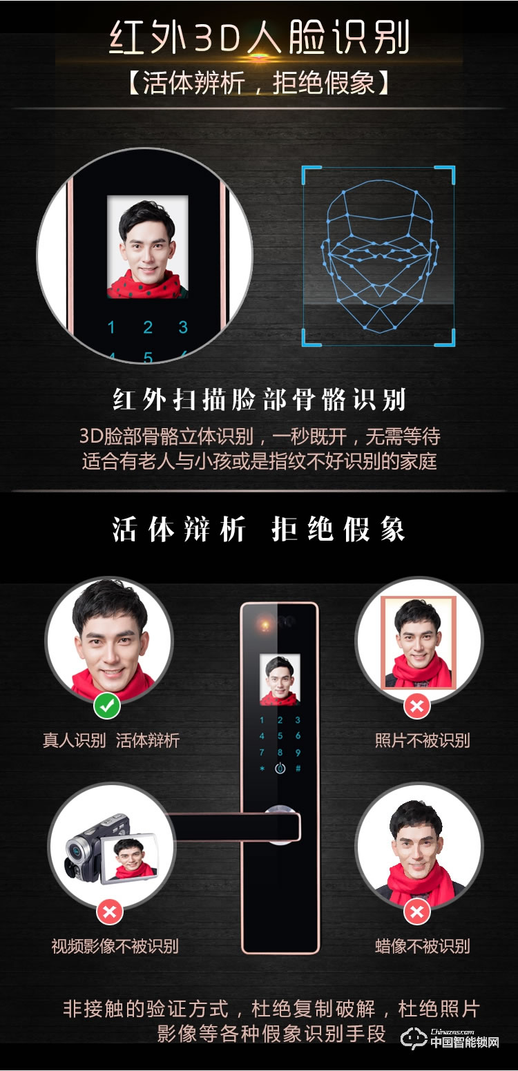 伊派尔人脸识别锁 掌静脉识别锁指纹锁密码锁钥匙锁