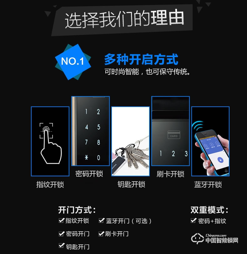 创达至诚指纹锁 滑盖指纹密码锁 防盗门电子刷卡锁