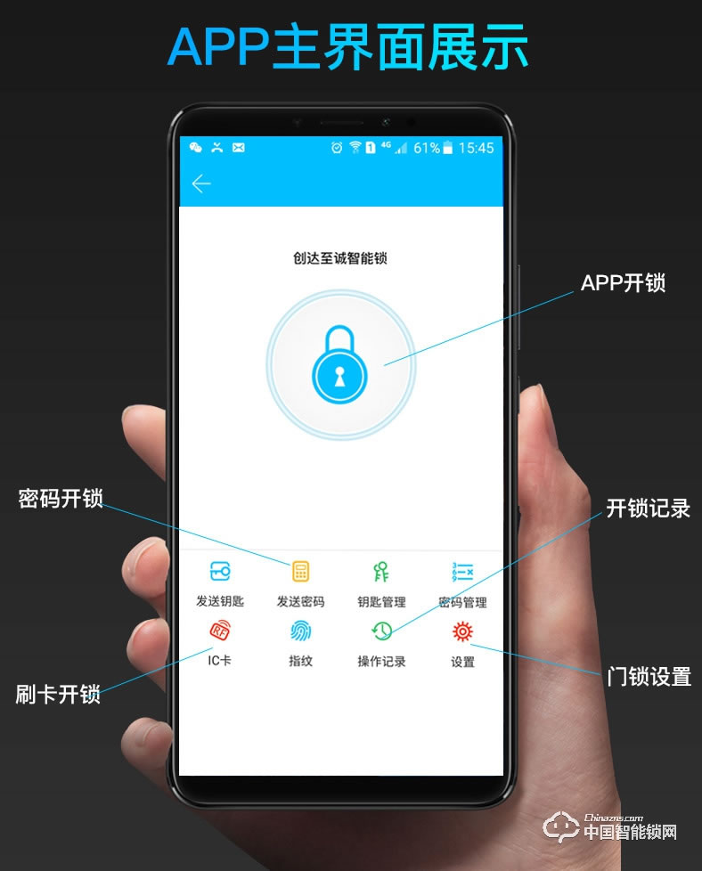创达至诚指纹锁 APP蓝牙公寓锁 防盗门专用智能锁
