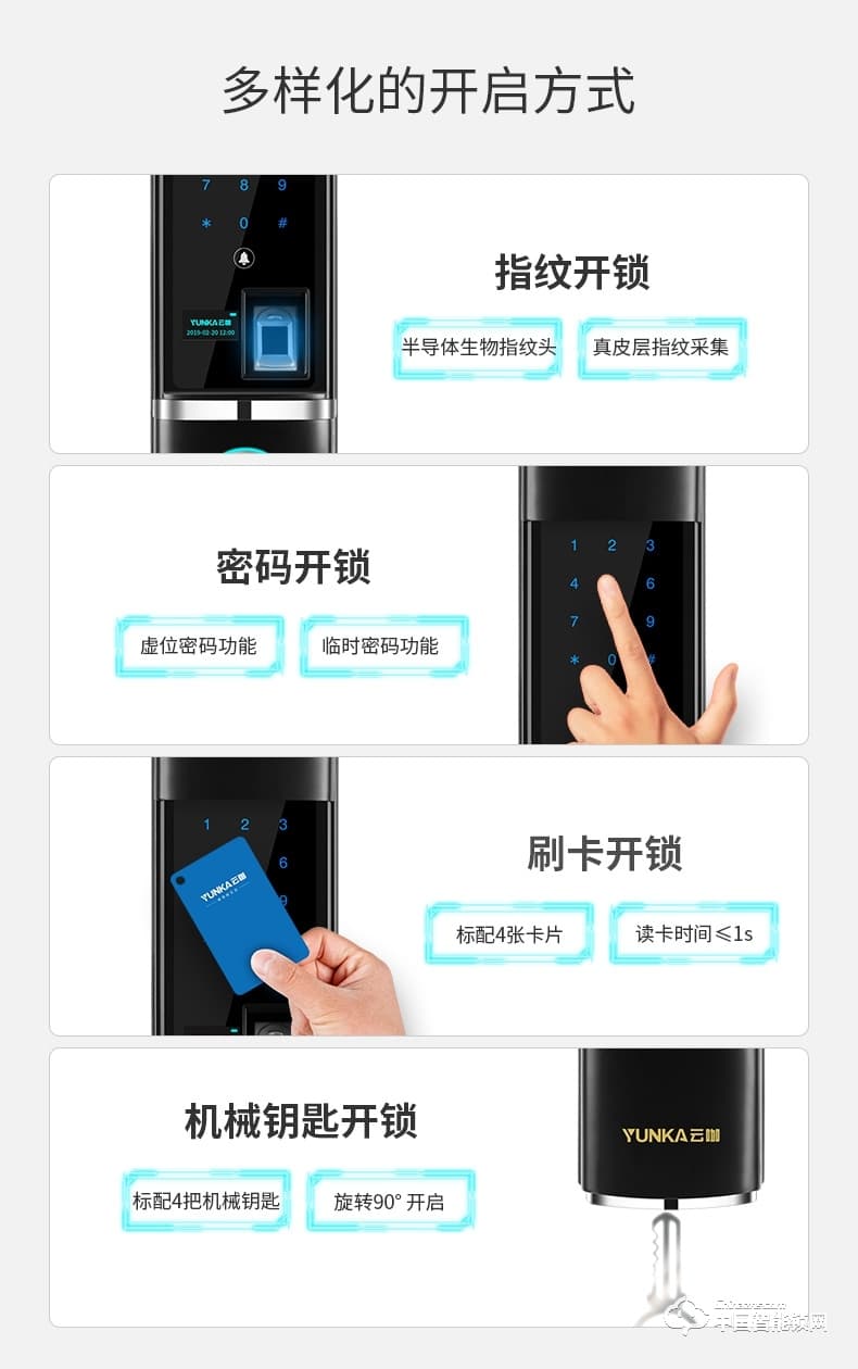 云咖智能锁K2滑盖智能门锁 公司家用防盗门锁电子锁
