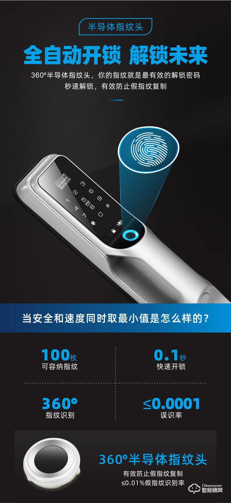 鸿兴福智能锁 A9002全自动智能指纹锁