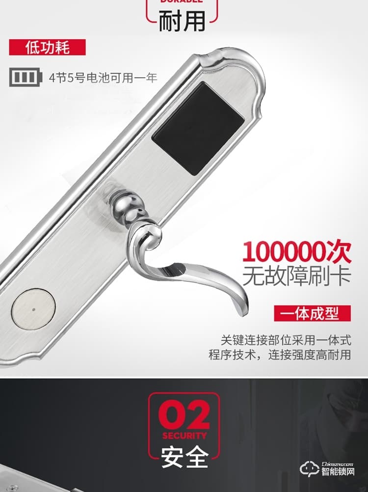 居顶指纹锁 经典酒店锁智能刷卡锁