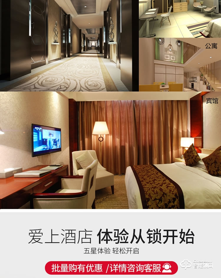 居顶指纹锁 智能公寓电子锁刷卡锁 IC卡磁卡锁