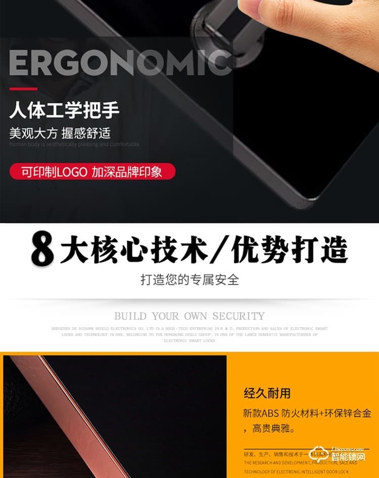 居顶指纹锁 智能公寓电子锁刷卡锁 IC卡磁卡锁