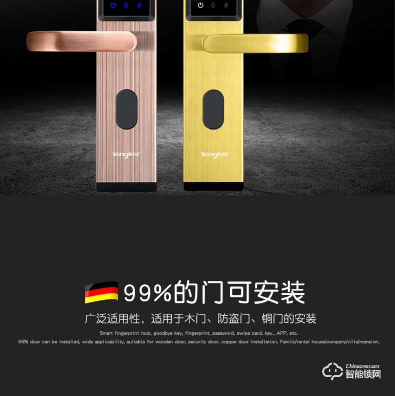 腾飞指纹锁 家用防盗锁密码电子锁