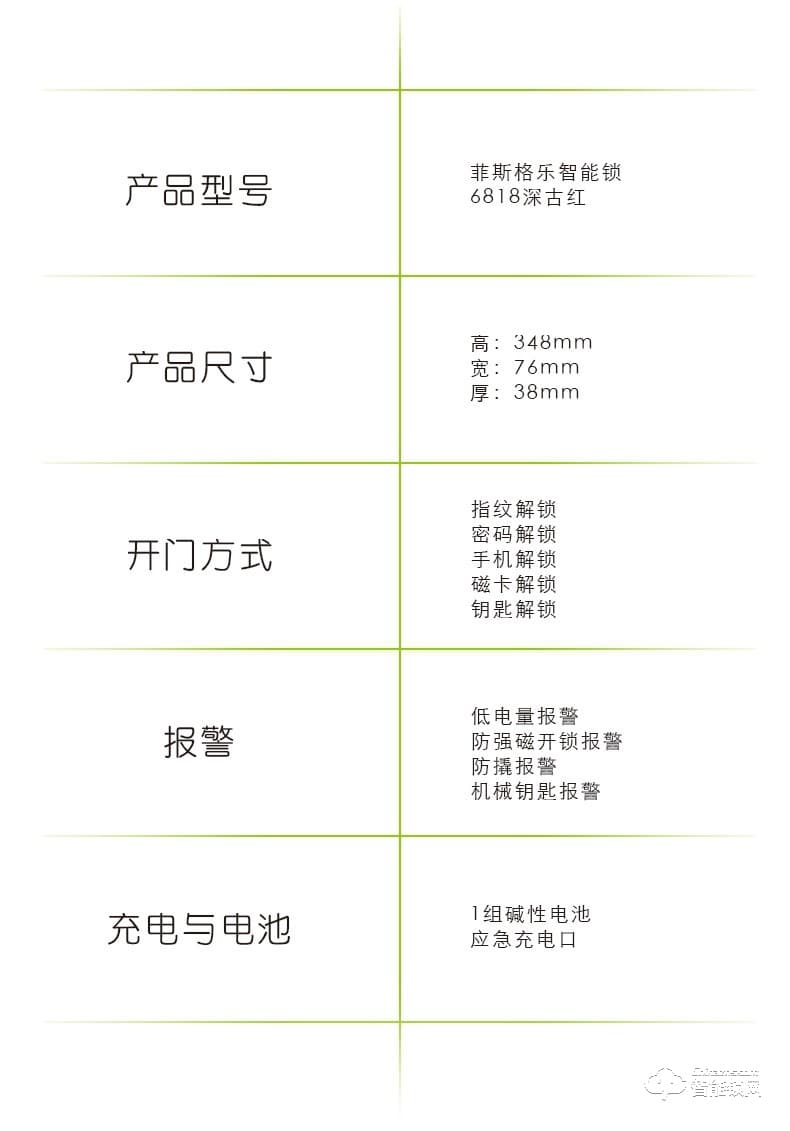 菲斯格乐智能锁 6818滑盖电子智能门锁