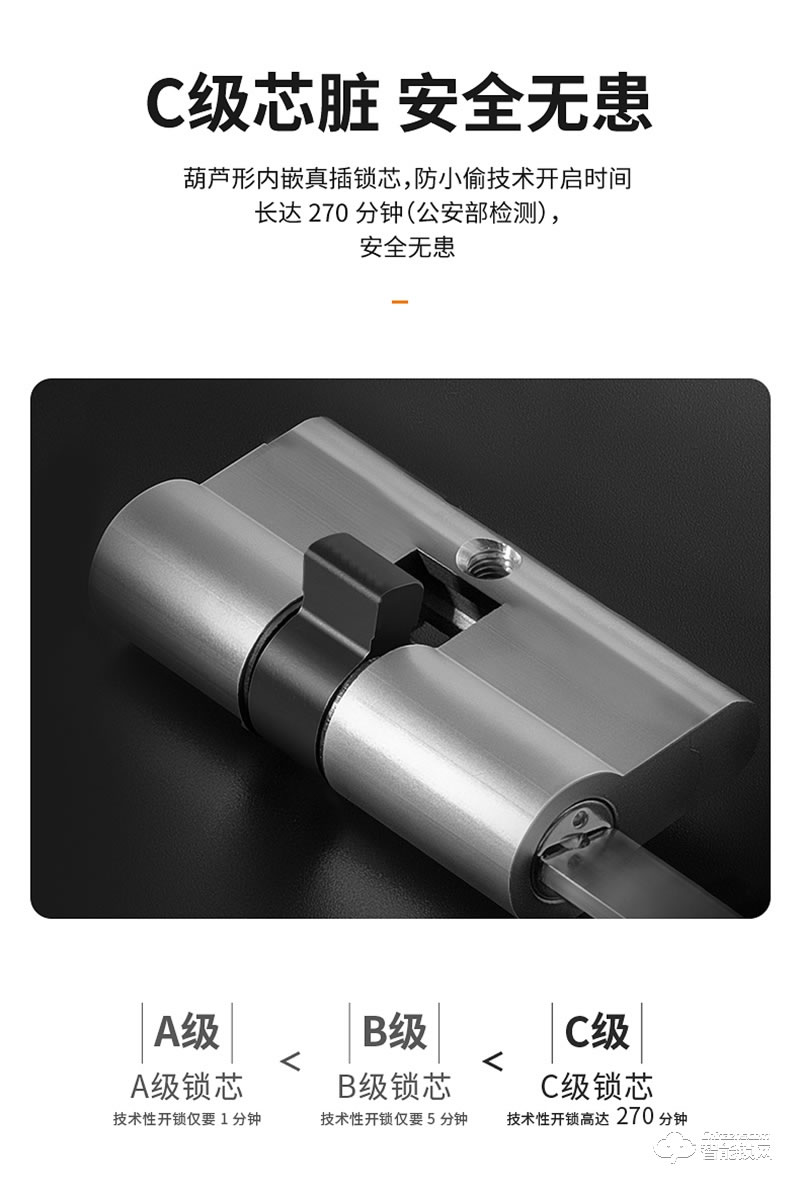 必达智能锁I5 极简轻奢一握即开